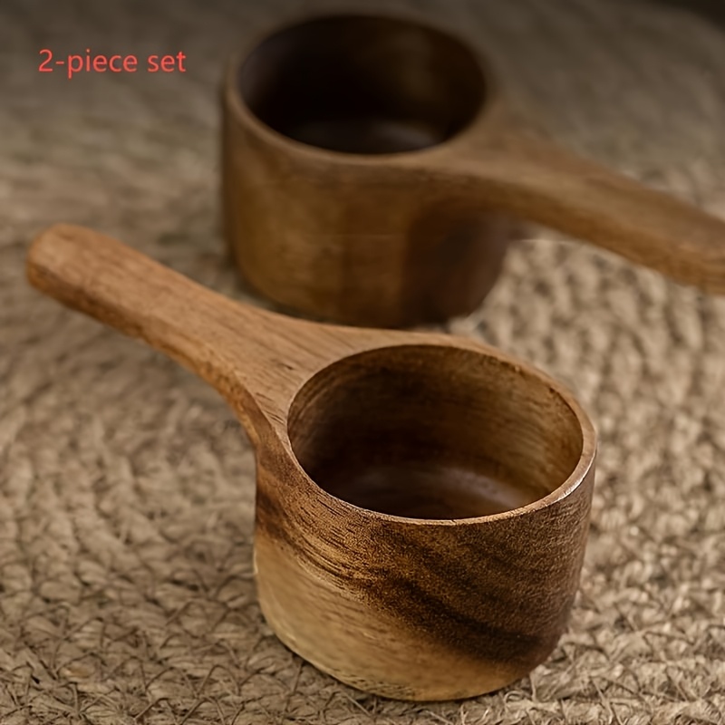 TEMU Lot de 2 cuillères à café rétro en bois, cuillère à de café, cuillère doseuse, de , cuillère à moudre en bois, cuillère à , cuillère à