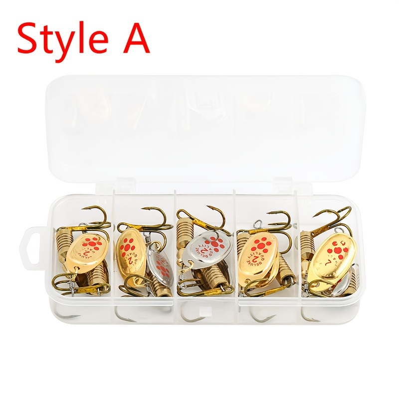 Image of 5/10pcs Spinner Spoon Metal Bait Fishing Lure With Box Sequins Crankbait Spoon Baits For Trout Perch Pike Rotating Sequins Composite Fishing Tackle For Pike
