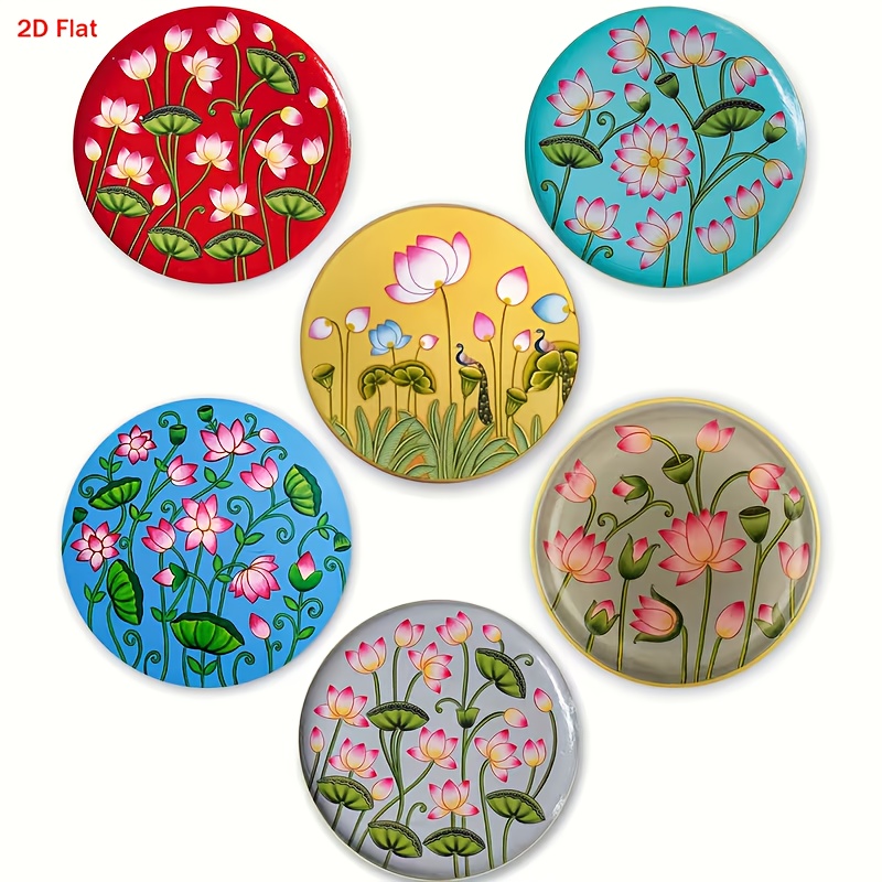TEMU Lot de 6 Sous-verres en Bois Plats 2D avec Motif Lotus, Idéal pour Bars, Réunions à , Cafés, Bureaux et Toutes Occasions. Une Décoration