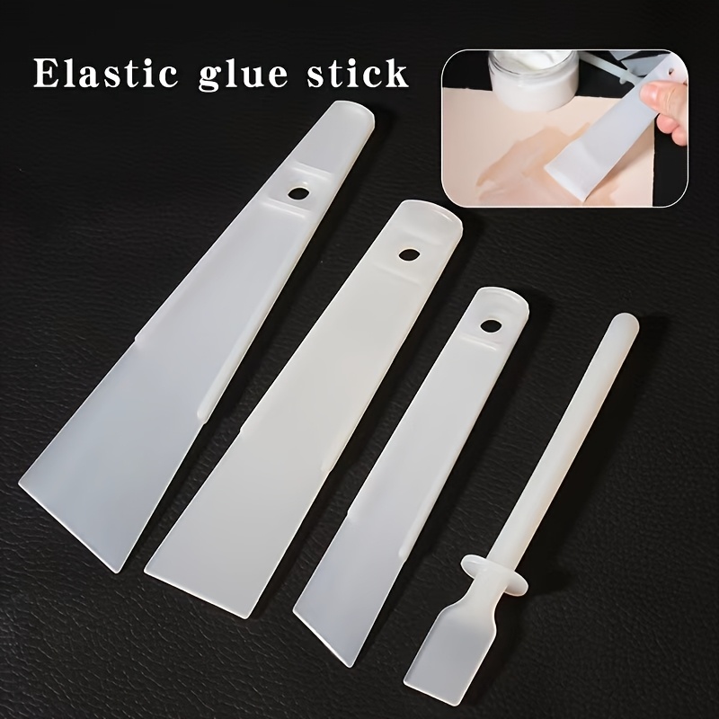 TEMU 4pcs Leather Scrapers For Projects, Featuring Practical Plastic Pp Adhesive Additions For Leather. Includes A Glue Spreader And Scrapers In 4