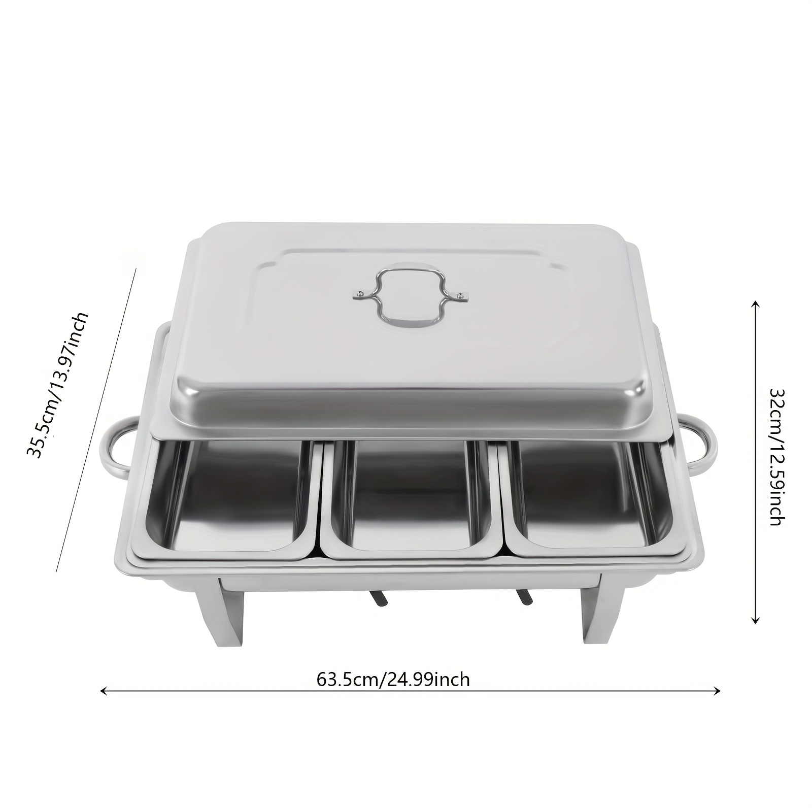TEMU Tool1shooo Stainless Steel Food Warmer Container Insulated Serving Tray Hot Pot Container Buffet Set Large Capacity For Parties Catering Events