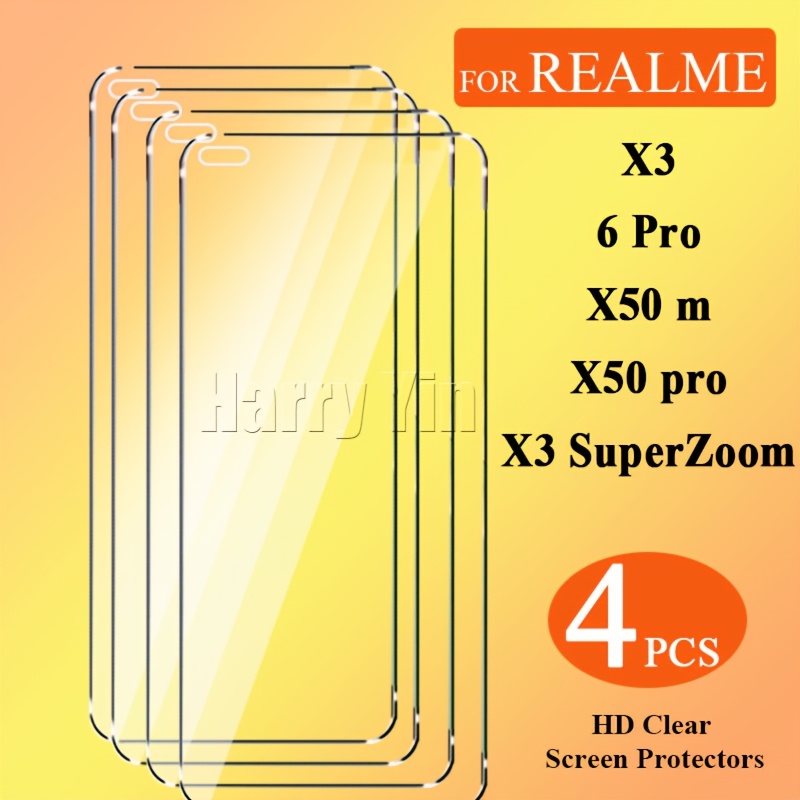 TEMU [4 шт.] Захисні плівки для екрана, що підходять для Realme 6 Pro/X3/X3 / 5G/X50M 5G, повністю HD захисні плівки для екрана, загартоване скло з