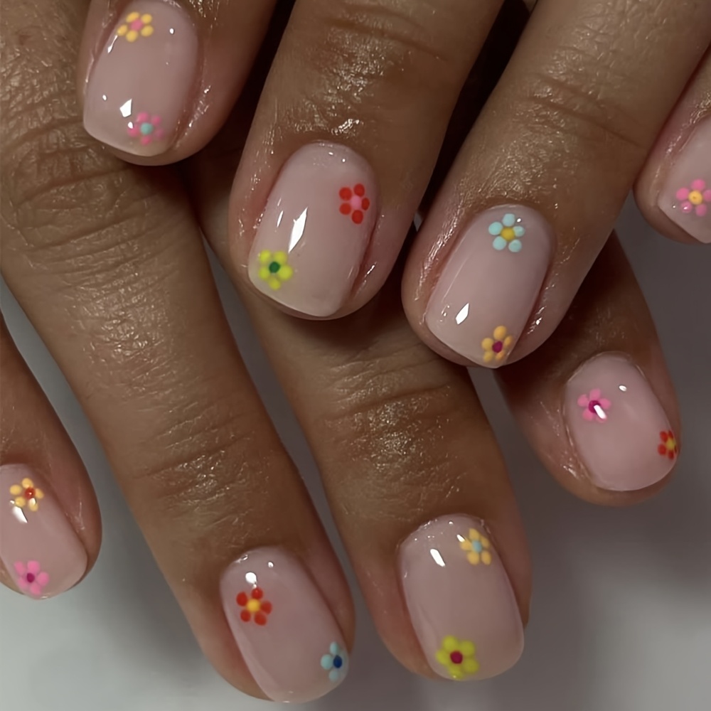 Image of Gentle Floral Removable Nail Tips, Elegant And Skin-tone Enhancing Nail Stickers, Popular Cross-border Wearable Nails