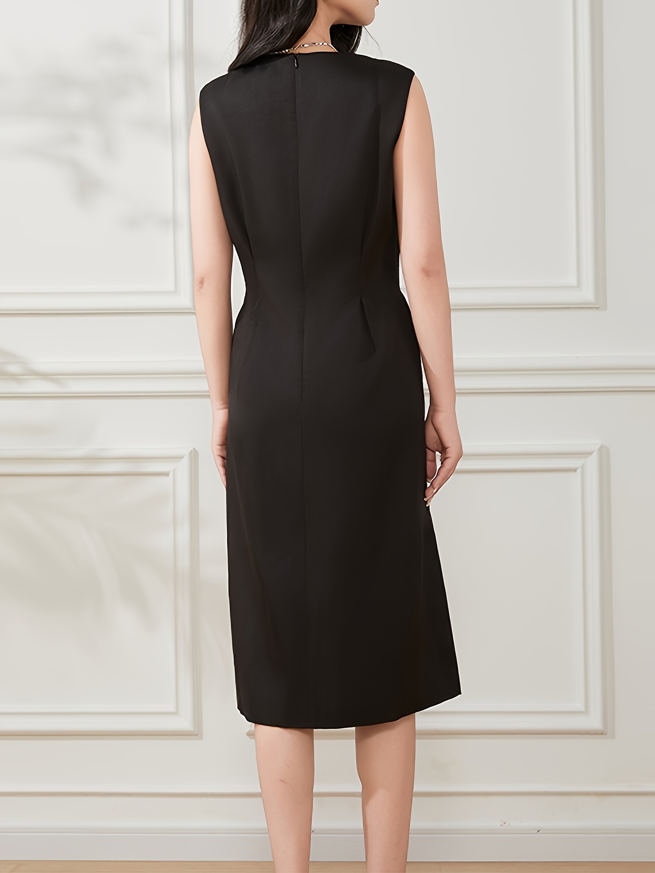 womens sleeveless round neck bodycon dress fit knee Temu United