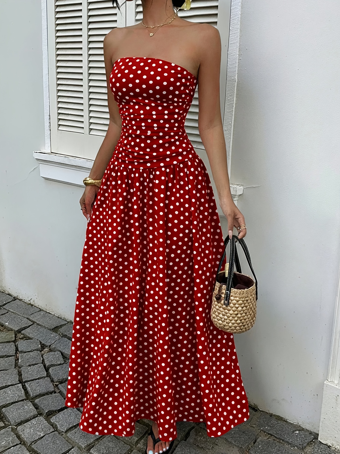 open lace back dress Lily Off Shoulder Black & White Polka Swing Dress