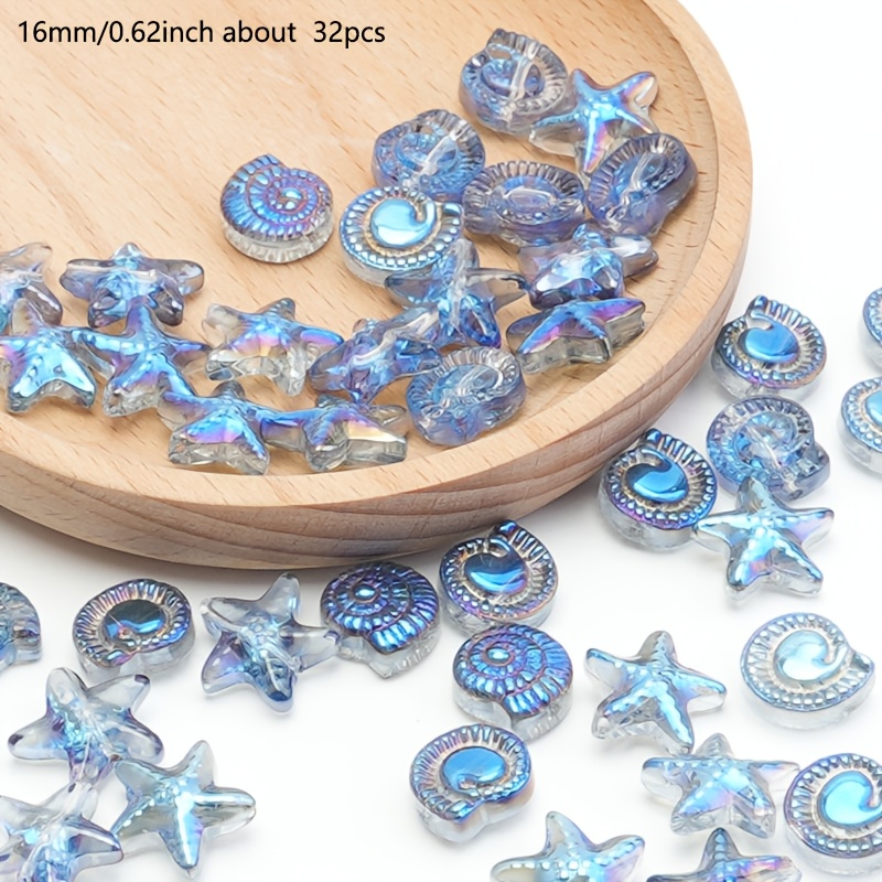 TEMU 32pcs Assortiment de perles de verre de qualité supérieure, irrégulières, d' de mer et de , assortiments de perles, perles de verre multicolores