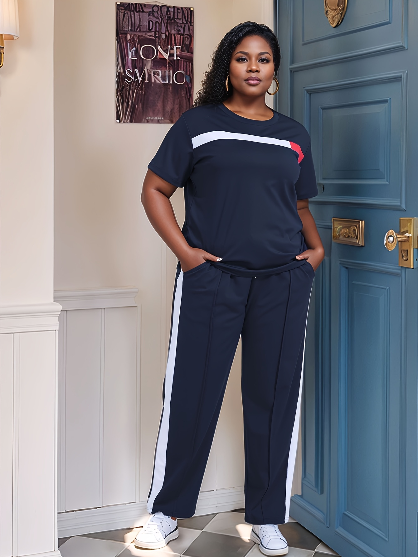plus size jogging suit woman 2pcs sweatsuit set long sleeve Temu