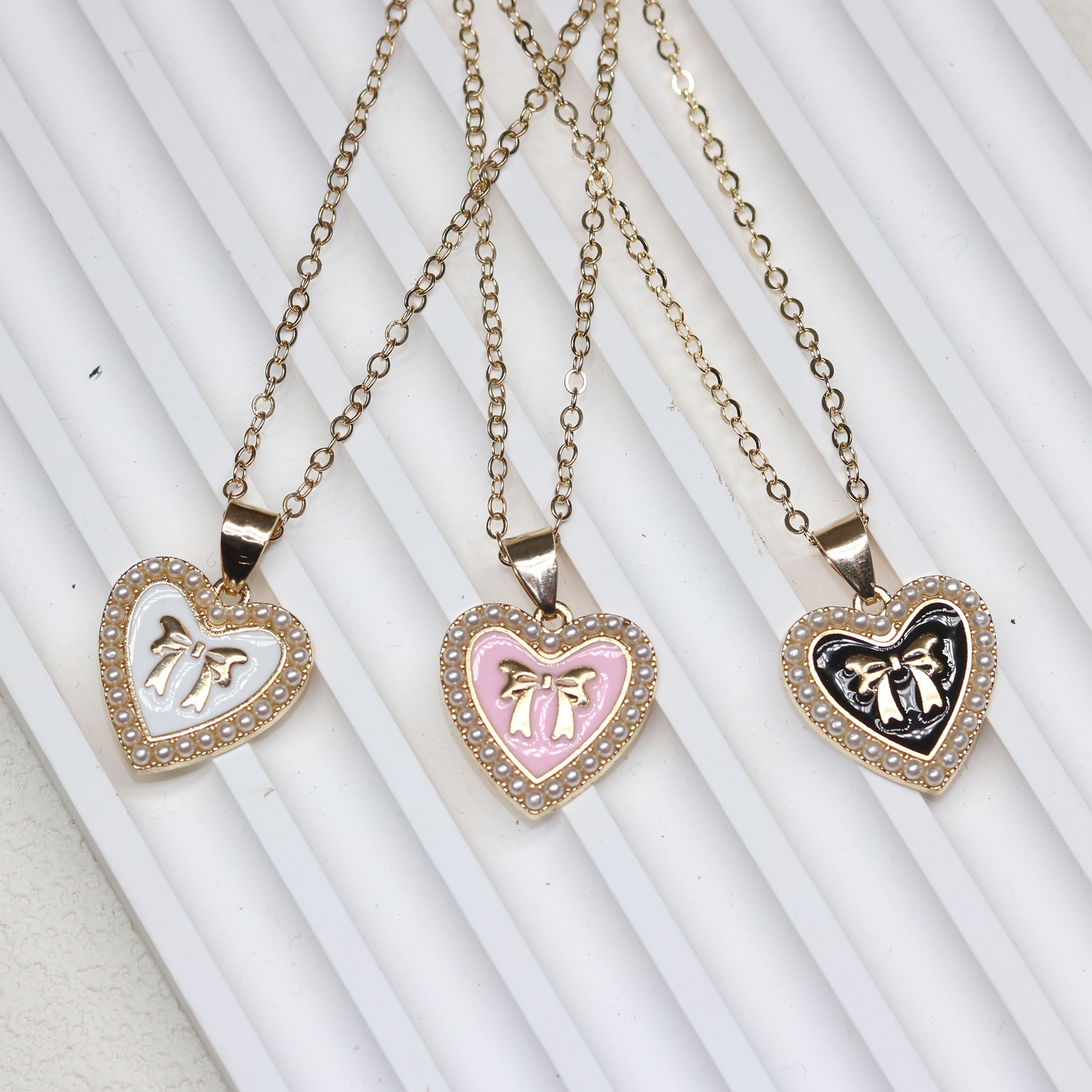 Heart Bow Necklace, Elegant Gift for Her