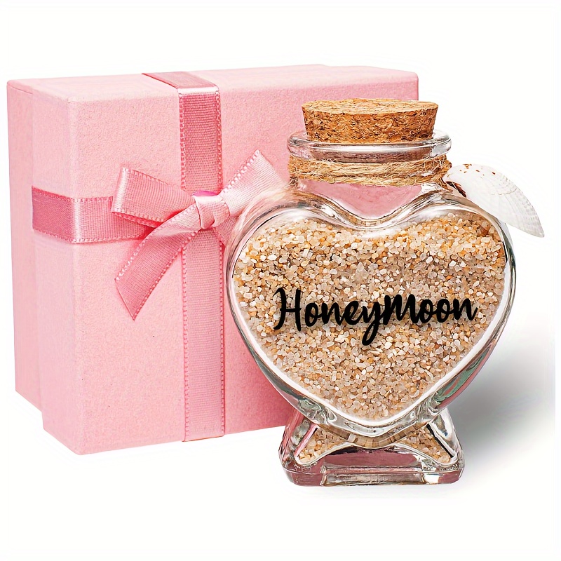 

Romantic Honeymoon Sand Keepsake Jar - Heart-shaped Glass With Shell, Perfect For Bridal Showers, Weddings, Engagements & Travel Gifts Wedding Souvenirs For Guests