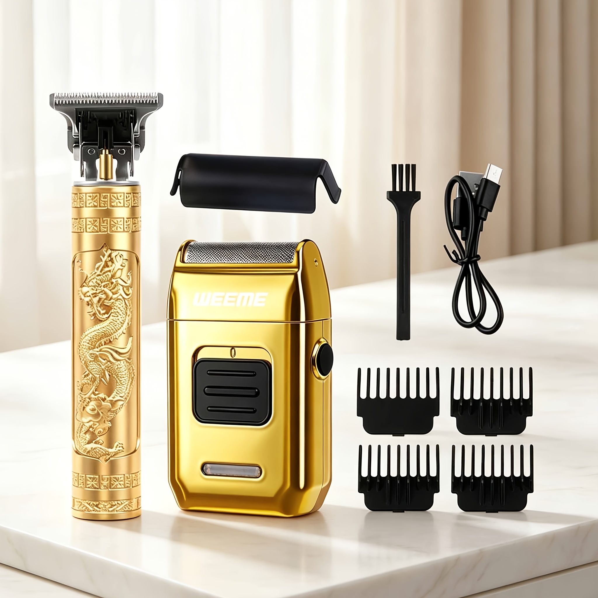 TEMU Of Everything!2pcs/4pcs/5pcs Men's Electric Hair Clipper, Nose Hair Clipper, Shaver Set - Wireless Usb Charging Professional Hair Clipper Set