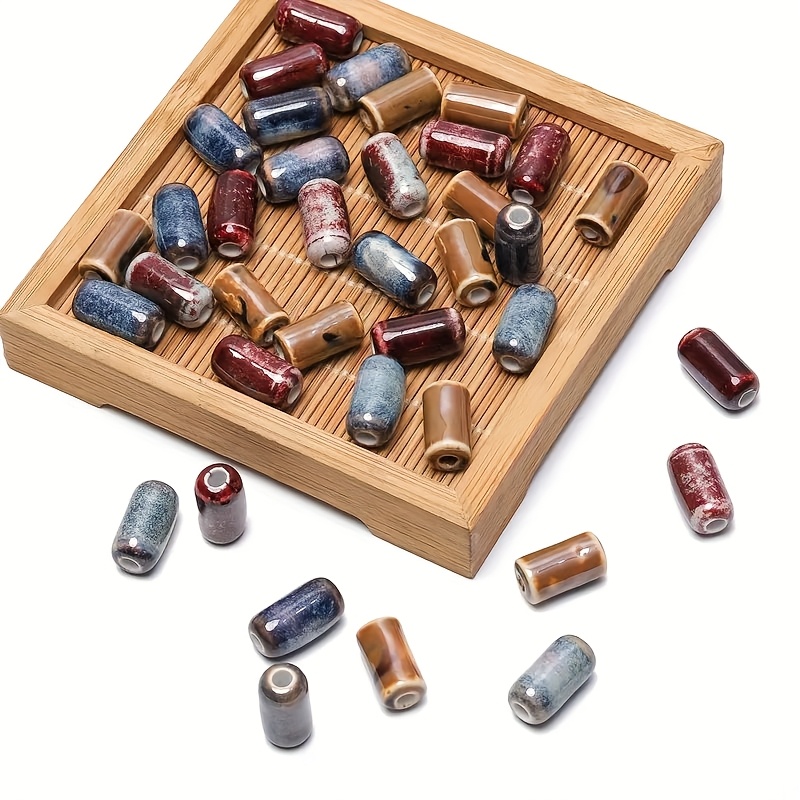 40pcs High-Temperature Fired Ceramic Mixed Color Beads