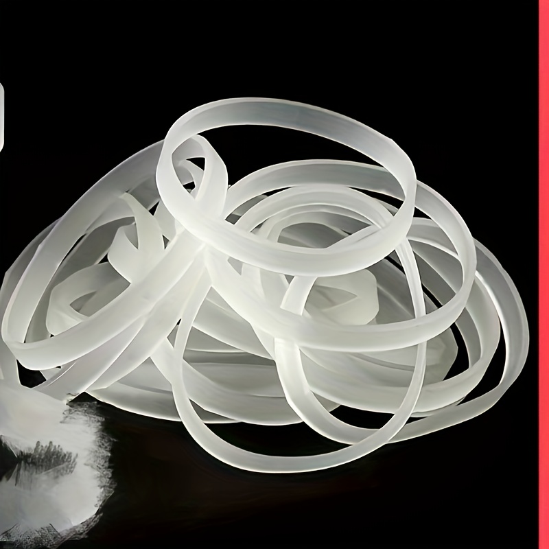 10pcs High-elastic Durable Large Silicone Transparent White Rubber Bands Industrial Rubber Circles Widened Strong Bands (2.17inch X 0.197inch)