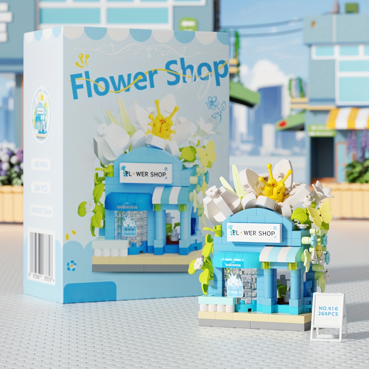 Building Block Street Corner Flower Shop Desktop Decoration