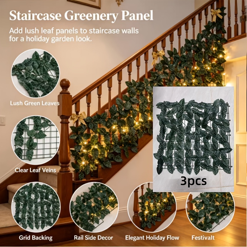 TEMU 3pcs Panel Suitable For Privacy Fence Panels - Realistic Artificial Greenery Screens With Foliage, Low-maintenance Durable Plastic Panels For