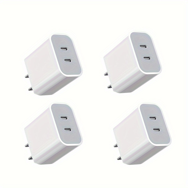 

4-pack Usb C Wall Charger 40w, 2 Pack Dual Port 20w Type C Fast Charging , Adapter For Iphone 11/12/13/14/15/pro Max, Xs/xr/x, , Pro, Samsung (white)