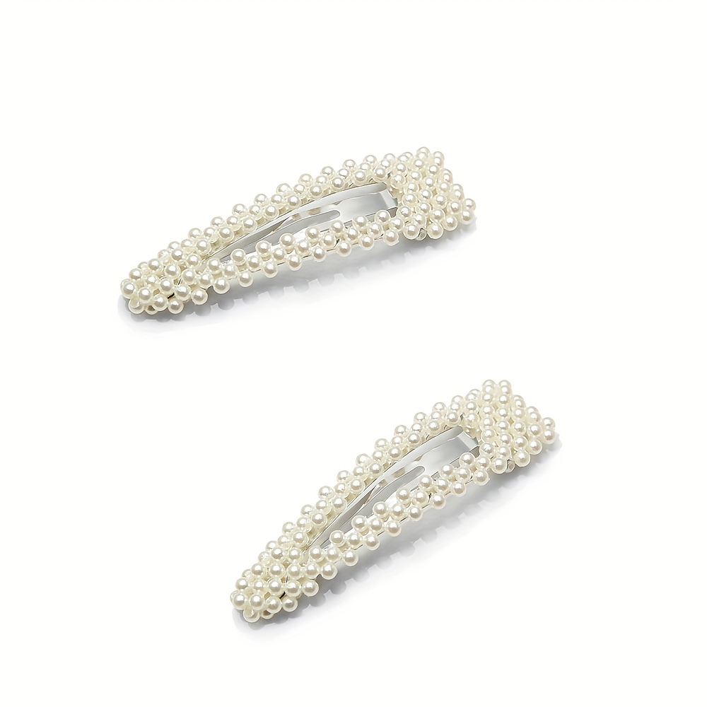 TEMU 2-delige set Franse holle parel haarclips zijclips gemakkelijke Bb clips temperament rechte clip haaraccessoires
