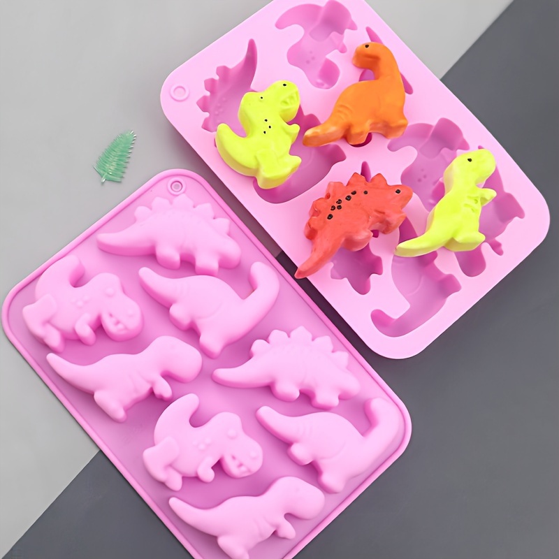 

8-piece Dinosaur And Dropper Cartoon Silicone Cake Mold Diy Handmade Soap Tools Bread Baking Food Grade