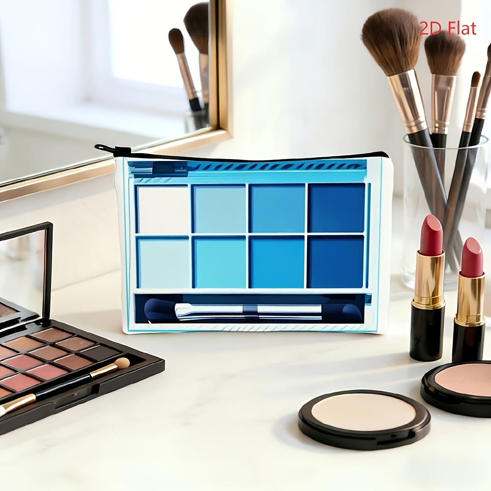TEMU Blue Dream Eyeshadow Palette And Makeup Brush Set - Blue Makeup Organizer With Exquisite Brushes And Bag For . For Smoky Eye Neutral Tones,