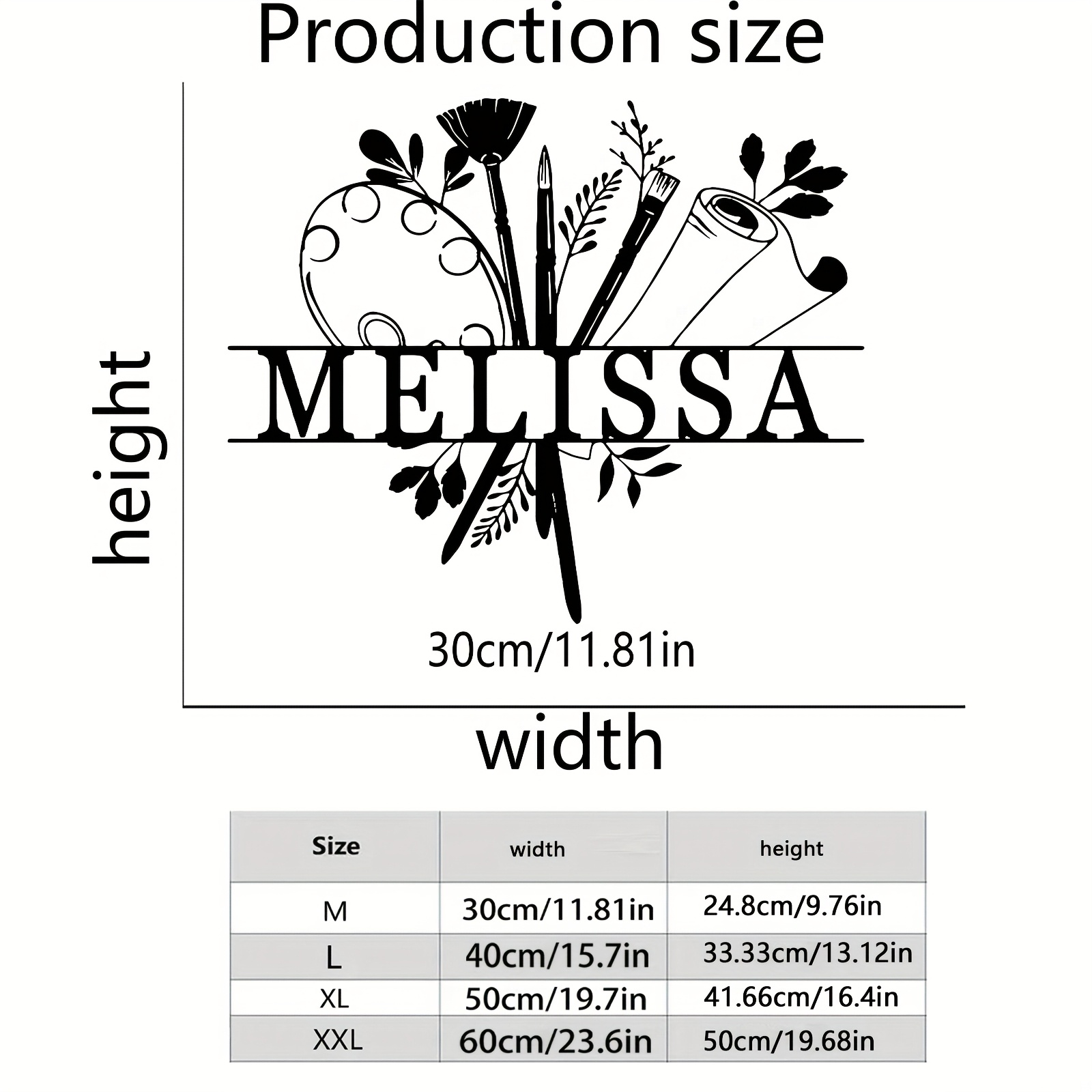 TEMU 1 Customizable Art Tool Statue Wall Decor, Personalized Art Tool Silhouette Iron Wall Art, Artistic Decoration For Doorway, Outdoor Garden Iron