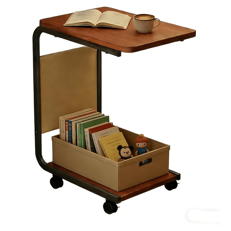 TEMU Table d'appoint de C avec plateau à plateau roulant - Table de canapé-lit petite/écrou - Convient pour salle de bain, meuble TV, table de chevet