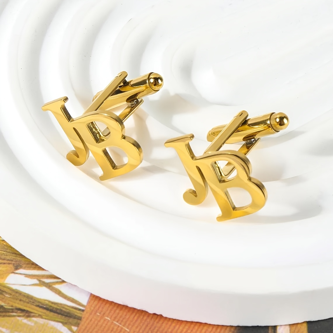 TEMU Custom Initial Cufflinks Personalized Double Letter Cufflinks Stainless Steel Simple Elegant Gentleman Cufflinks Groom Wedding Cufflinks Daily