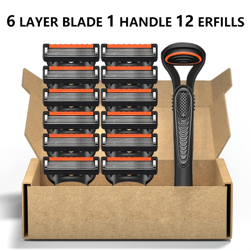 

1pc Manual For Men, 6-layer Blade, Anti-slip Handle, Reusable Blades, Smooth Shaving , Suitable For Beard And Mustache Grooming, Prevents And Skin Irritation, Ideal For Hard-to-reach Areas