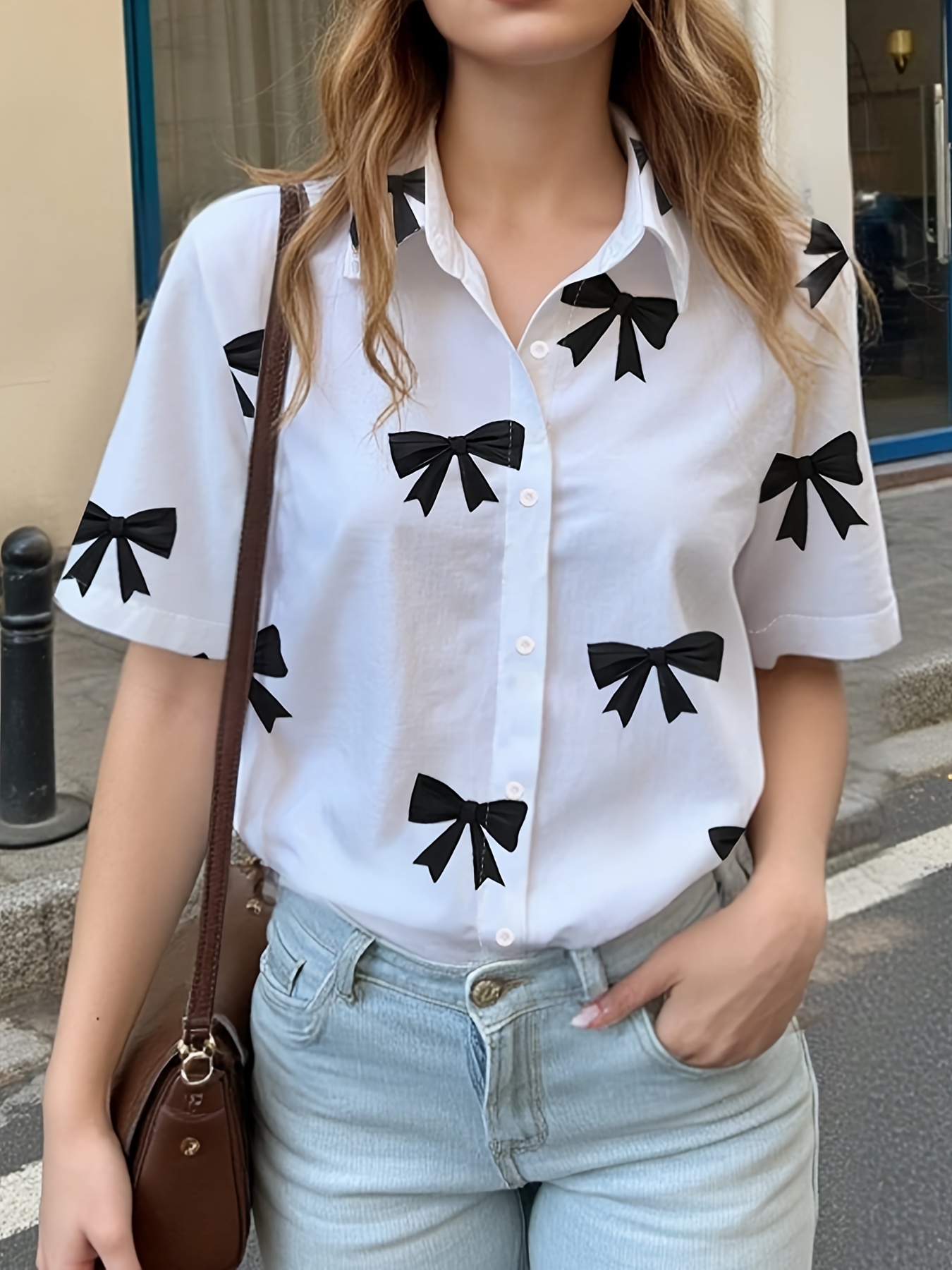 blusa verano casual mujer estampado mariposas manga corta Temu
