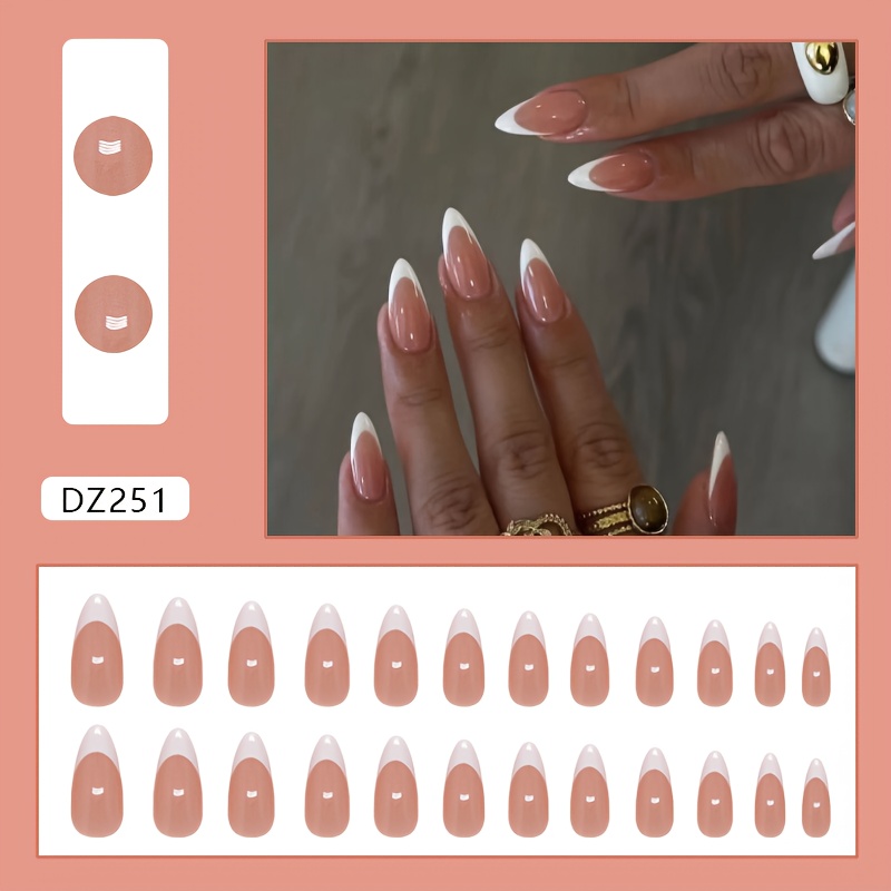 Almond-shaped Medium-length Sweet And -red French Cute Ins--on Nails