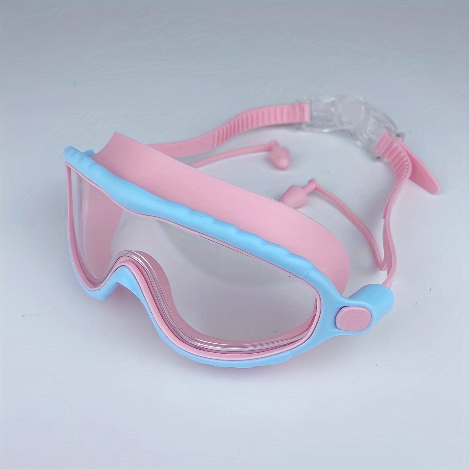 

1 Cute Pink & Blue Girls' Swimming Goggles - Waterproof, Hd With Uv Protection, Adjustable Strap & Earplugs, Polycarbonate Material For , Swimming Accessories