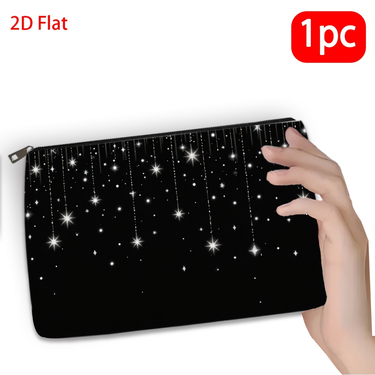TEMU 2d Flat, 1pc, Makeup Bag, Starry Pattern, Easter, Christmas, Valentine's Day, Halloween, Decorative Gift, Modern Fashion, Gift, Can Hold