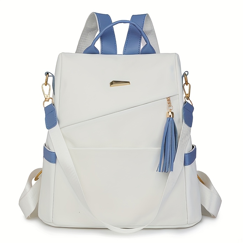 TEMU Women's Multifunctional Backpack Convertible Crossbody Bag Lightweight Nylon Travel Casual Anti-theft Shoulder Purse School Backpack With Tassel