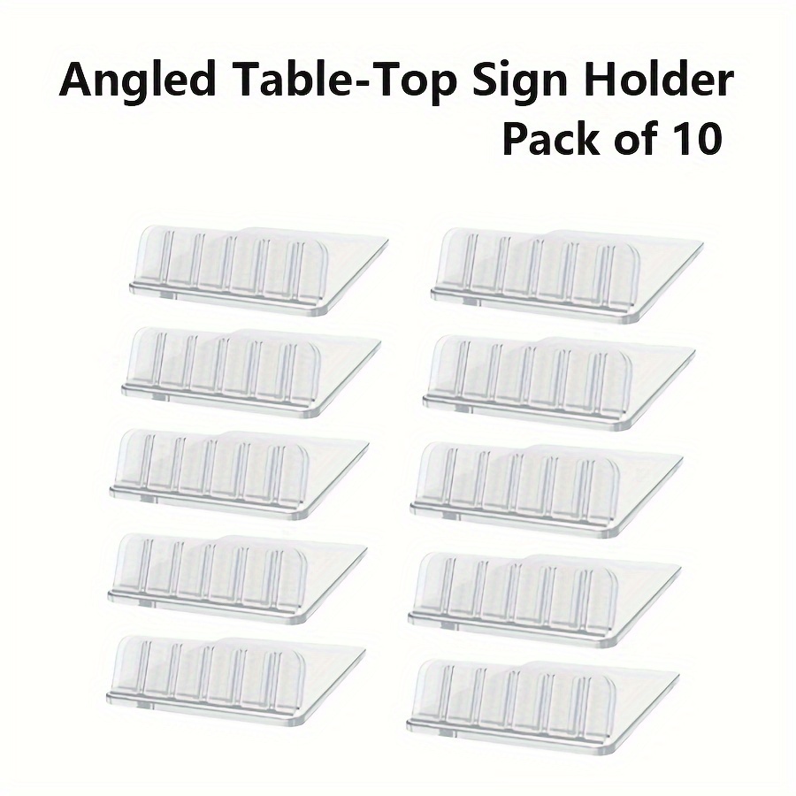 TEMU 1 Set(pack Of 10) Angled Table-top Sign Holder, Price Holder, Card Holder, Mini Sign Stand Clear