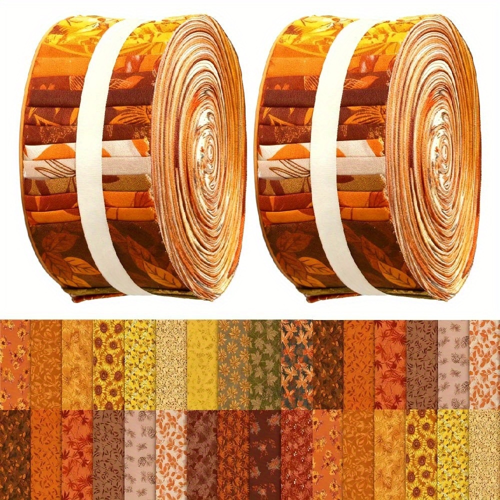 TEMU 40pcs, 6.5 X 50cm (2.55 X 19.7in) Autumn Thanksgiving Sewing Fabric Pack Ideal For Hand Sewing, , Doll Making, Bag , And Home Decor Hand Wash