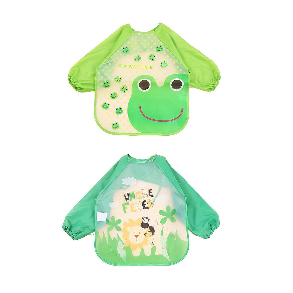 Image of 2pcs Of Baby Infant Smock, Reverse Wear, Washable Rice Clothes, Bib, Apron, Painting Clothes