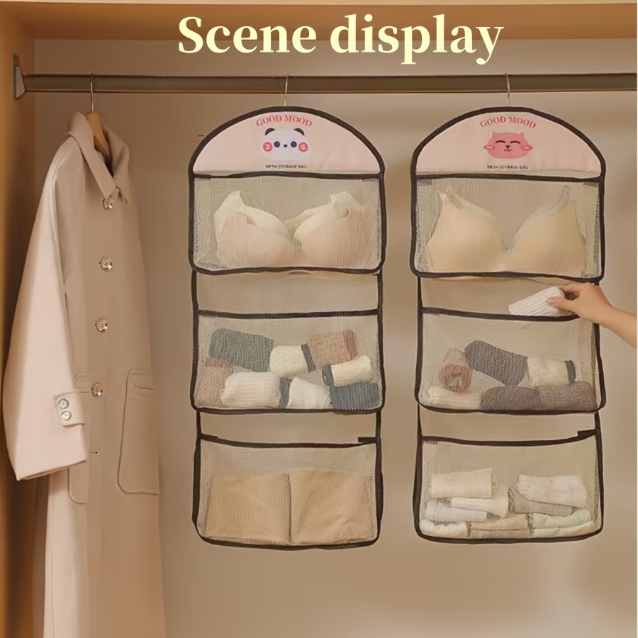 3-уровневый висячий органайзер для гардероба, сетчатый стеллаж для хранения носков, нижнего белья, универсальная многофункциональная сумка для общежитий, шкафов, экономящий пространство дизайн детали 0