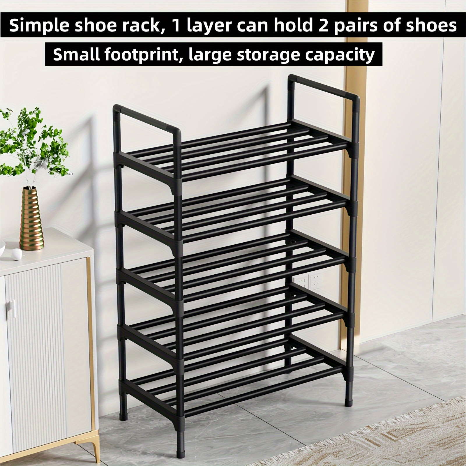 

1pc Multi-layer Freestanding Metal Shoe Rack, Sturdy Zinc Tubes, Plastic Caps, Ideal For Bedroom, Hallway, Bathroom, Office Home Storage Organizer