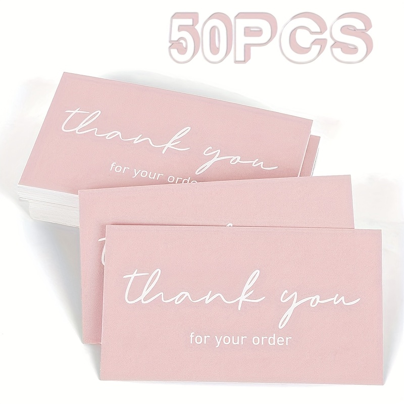 TEMU 50/100 Sheets White Letters Pink White Letters Light Green White Letters Thank You Cards Very Suitable For Weddings, Birthdays, Engagements,
