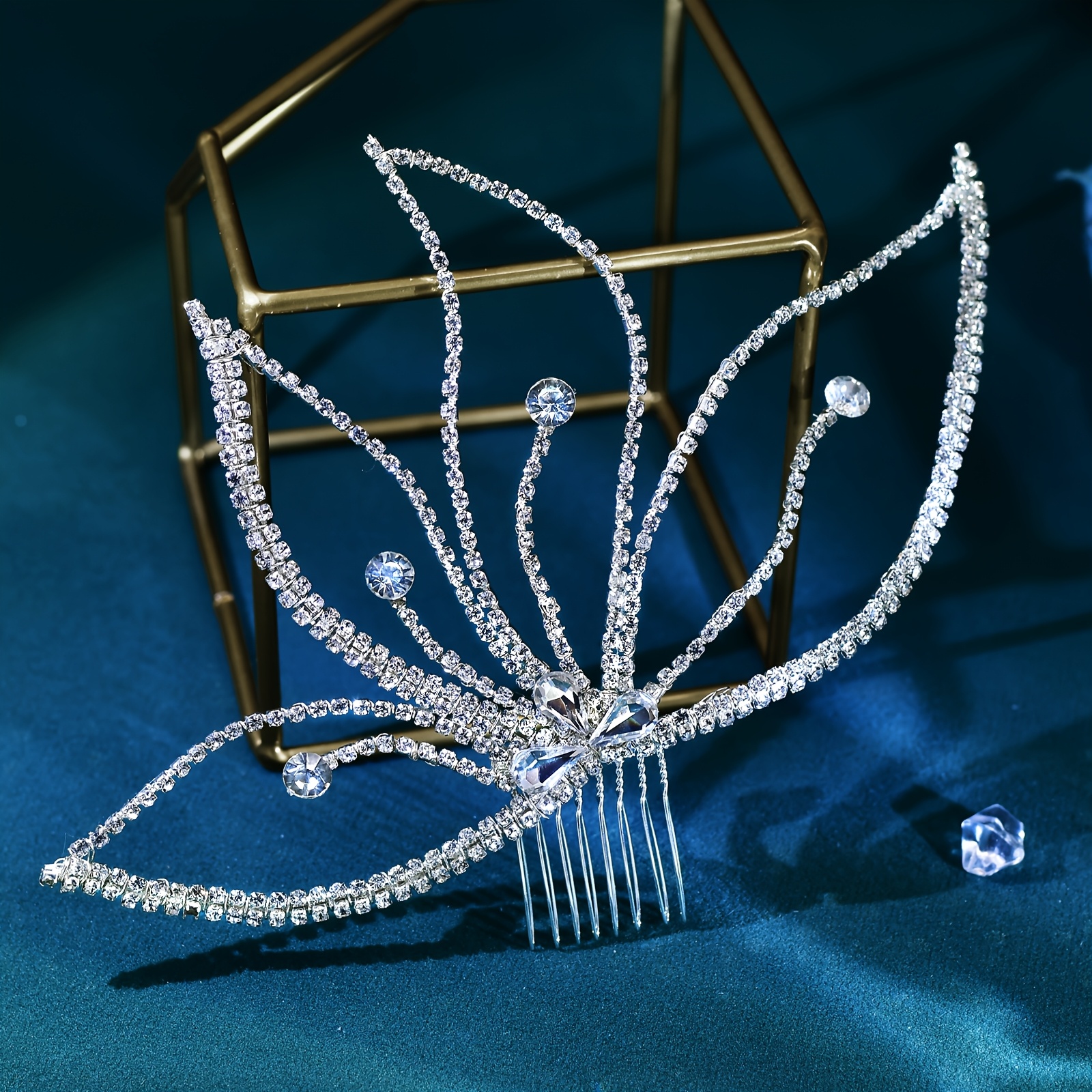 Women's Rhinestone Chain & Leaf Bridal Hairpin, Wedding Accessory