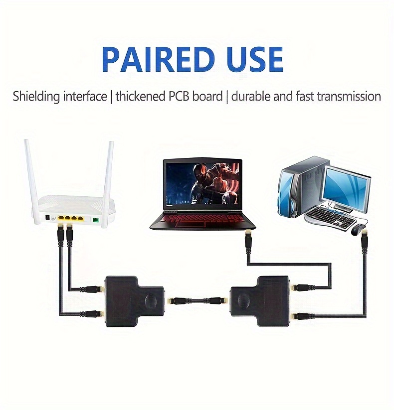 Connecteur réseau 1000 Mbps avec répéteur droit et répartiteur 1 voie/2 voies pour portée étendue