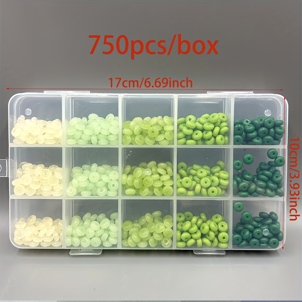 TEMU 750 pezzi Perline in Vetro Serie Verde e Perline , 3*6mm Perline a Ruota e Piatte, Accessori per Gioielli Fai da Te, Kit per Braccialetti e
