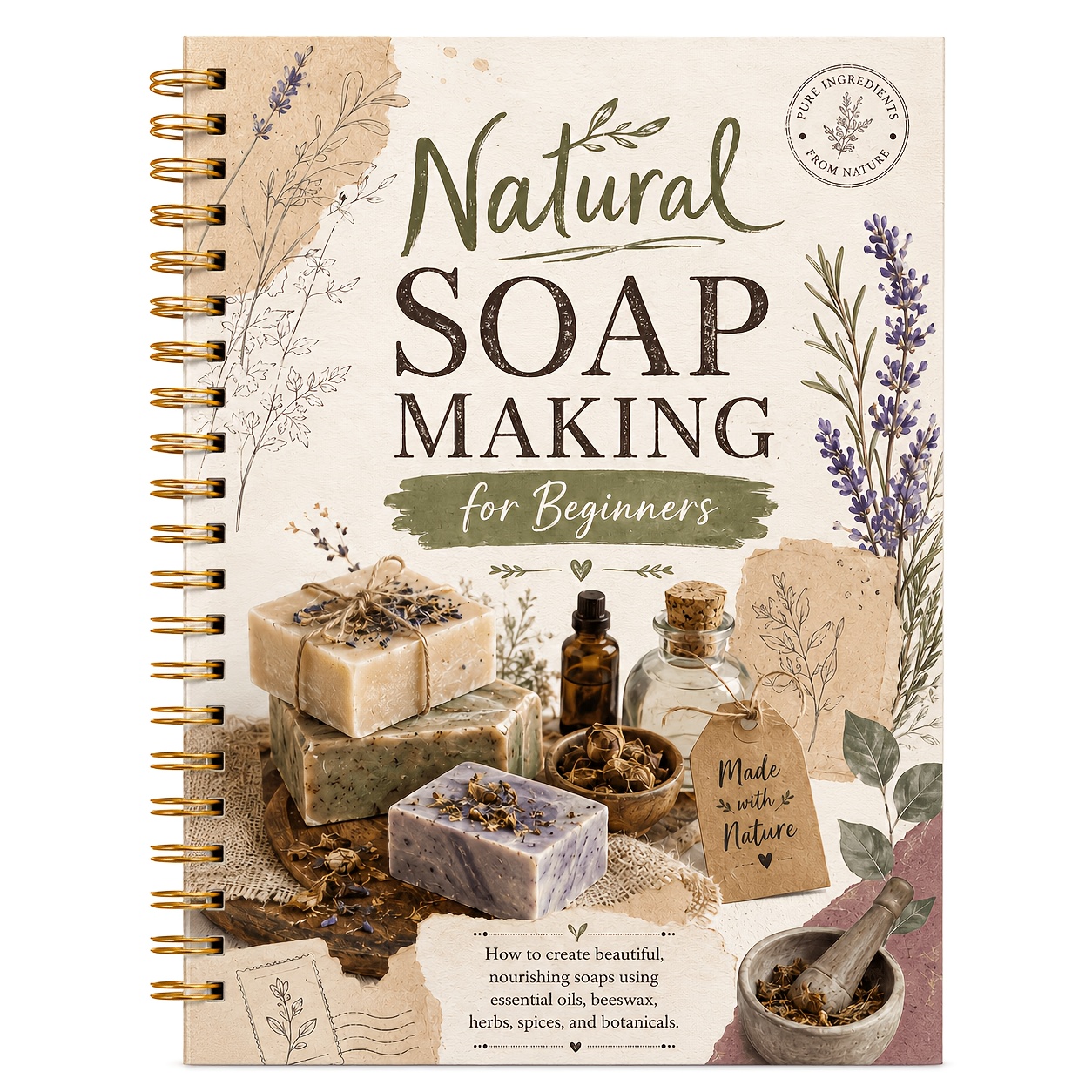 TEMU 5.5 X 8.3 Inches Beginner Natural Making Manual: Using Natural Herbs, Spices, And Essential Oils To Make Soap, 80 Pages With Easy Method Steps