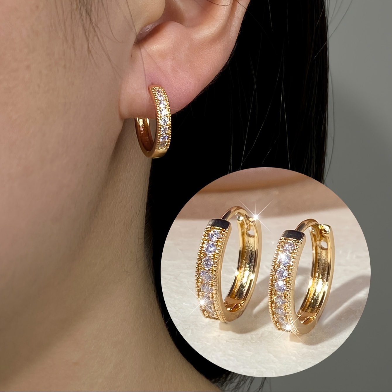 Stylish Copper Earrings with Zirconia for Women