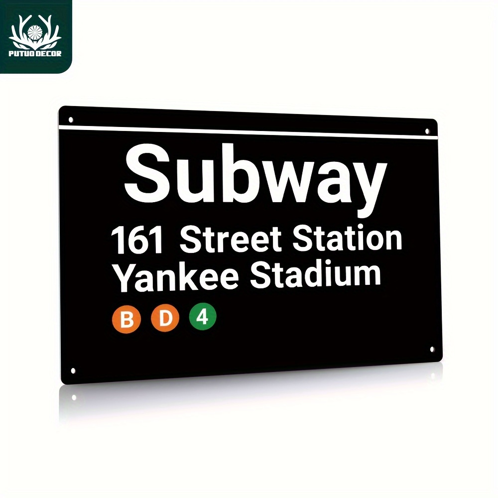 

Putuo Decor 1pc New York Street Subway Vintage Tin Sign, Subway 161 Street Station Yankea Stadium, Metal Plaque Outdoor Wall Art Decor, 7.8 X 11.8 Inches