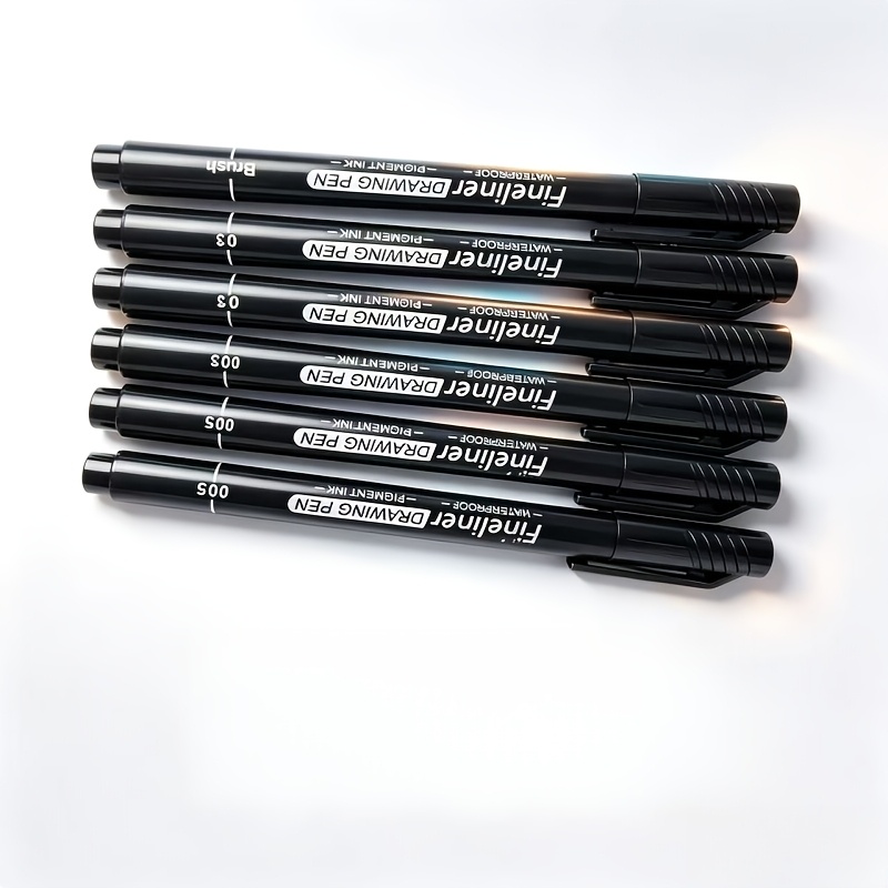 TEMU Set de stylos à pointe fine noirs - Stylos de dessin légers et durables en plastique avec encre étanche pour art au trait, , , art au pointillé,
