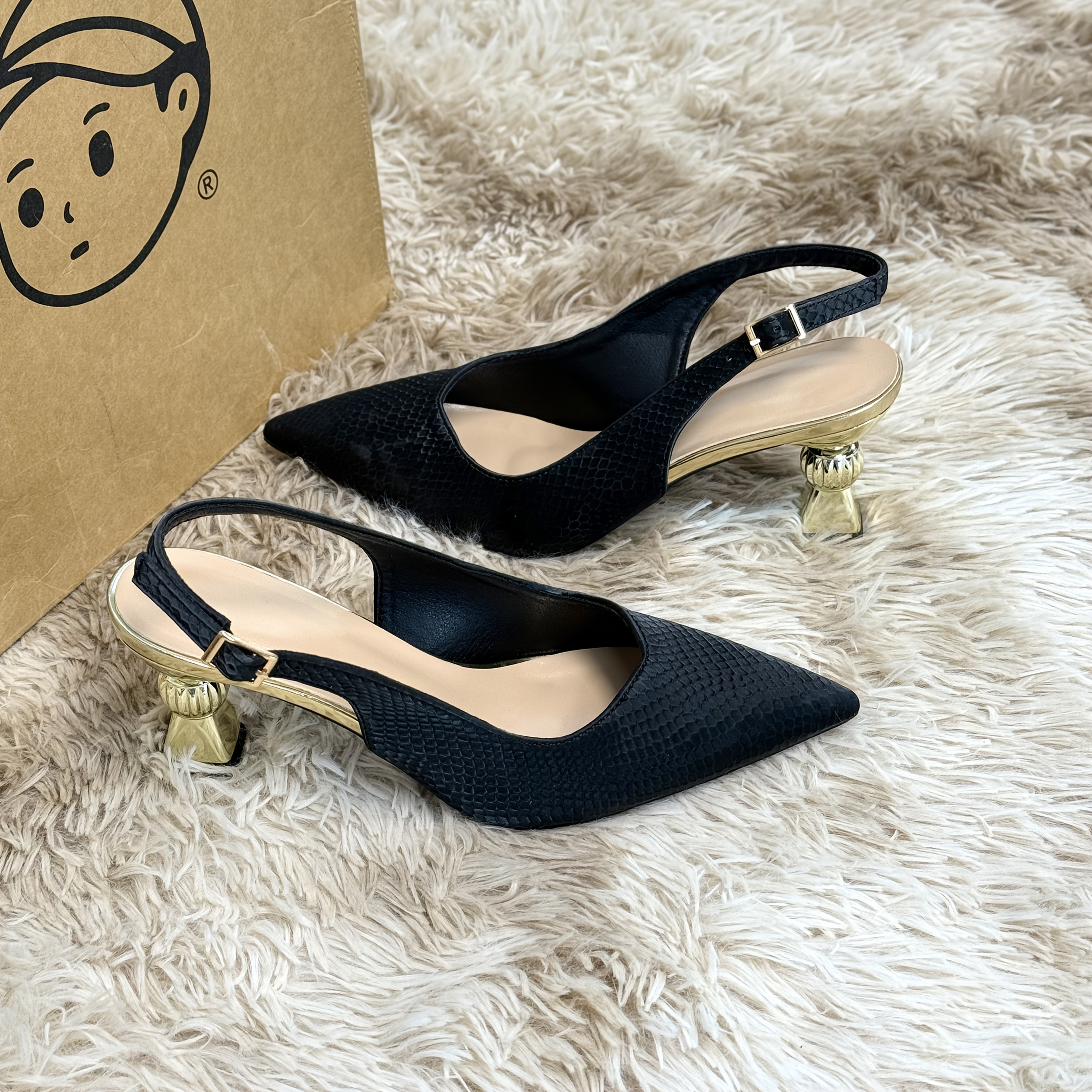 TEMU Office Non-tired Snake Pattern Pointed Toe Women's High-heeled Sandals, Women Shoes