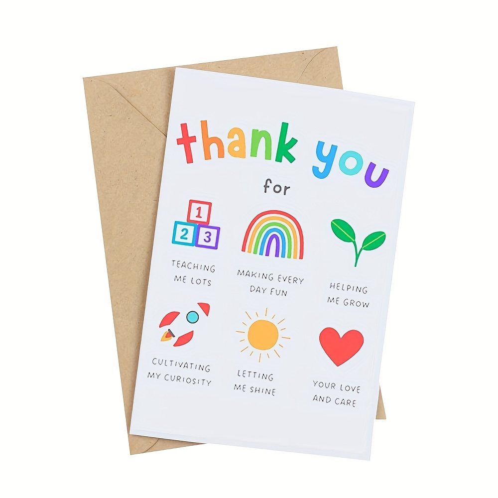 

1pc, Thank You Card For Daycare Teachers | Preschool, Nursery Teacher Appreciation Gift - With Envelope