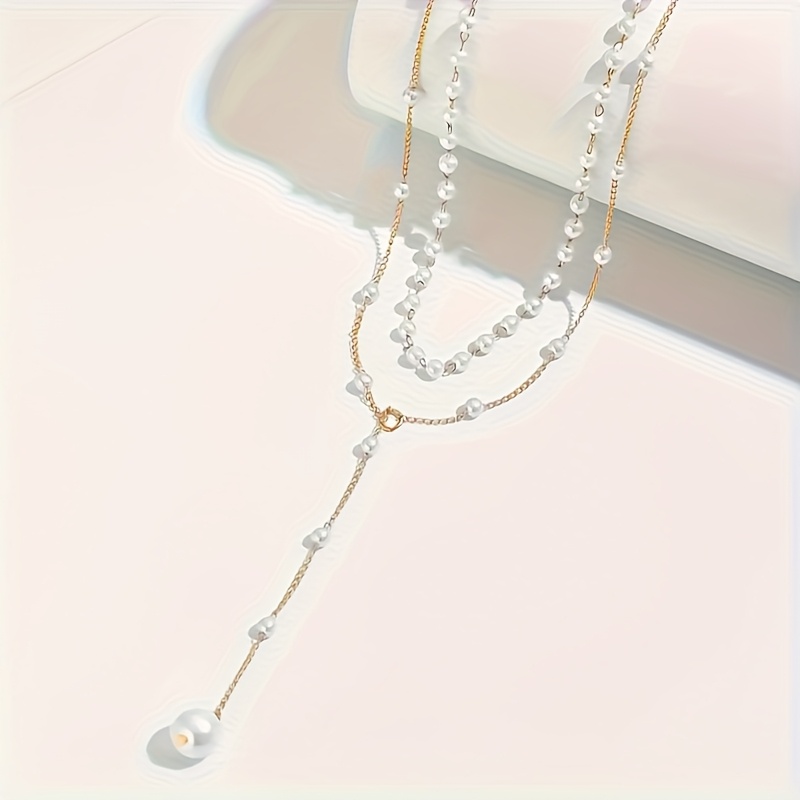 1 Colar Elegante Estilo Coreano com Pingente de Pérola Falsa 3