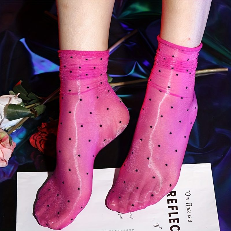 1 Pair Ultra-thin Polka Dot Aurora 0d Glossy Transparent Toe Socks