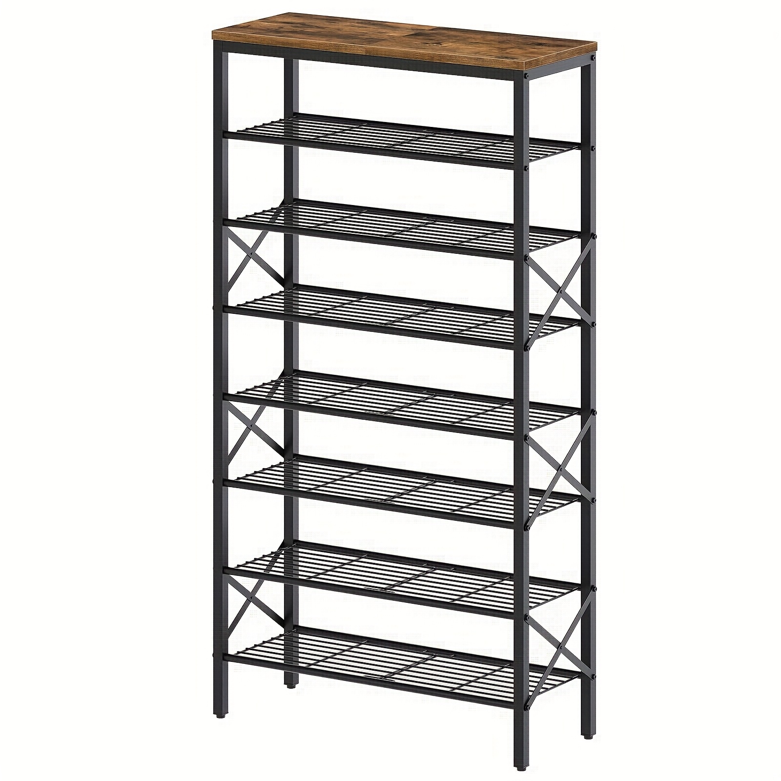 Image of Shoe Rack, 8-tier Shoe Rack, Large-capacity Shoe Cabinet, Can Hold 32 Pairs Of Shoes, Golden Metal Frame, Suitable For Entrance, Living Room, Doorway, Bedroom, , And Black
