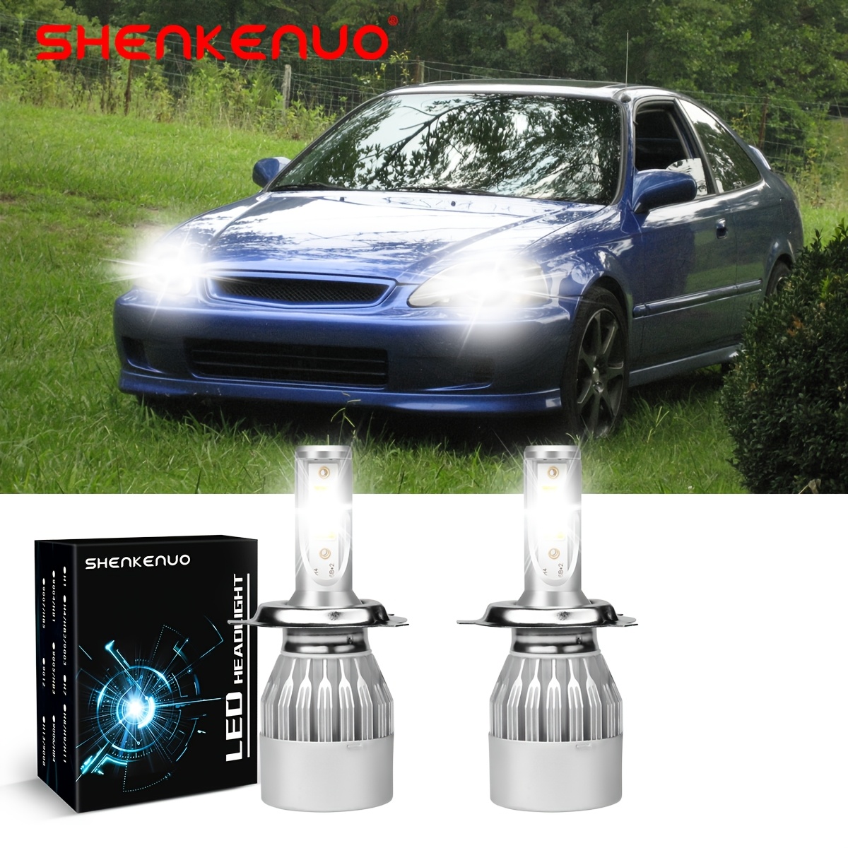 For 1992-2003 2pcs H4 9003 Led Headlight 6000k White Hi/ Low Beam Bulbs